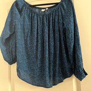 GAP Blue and White Relaxed Pleated Blouse